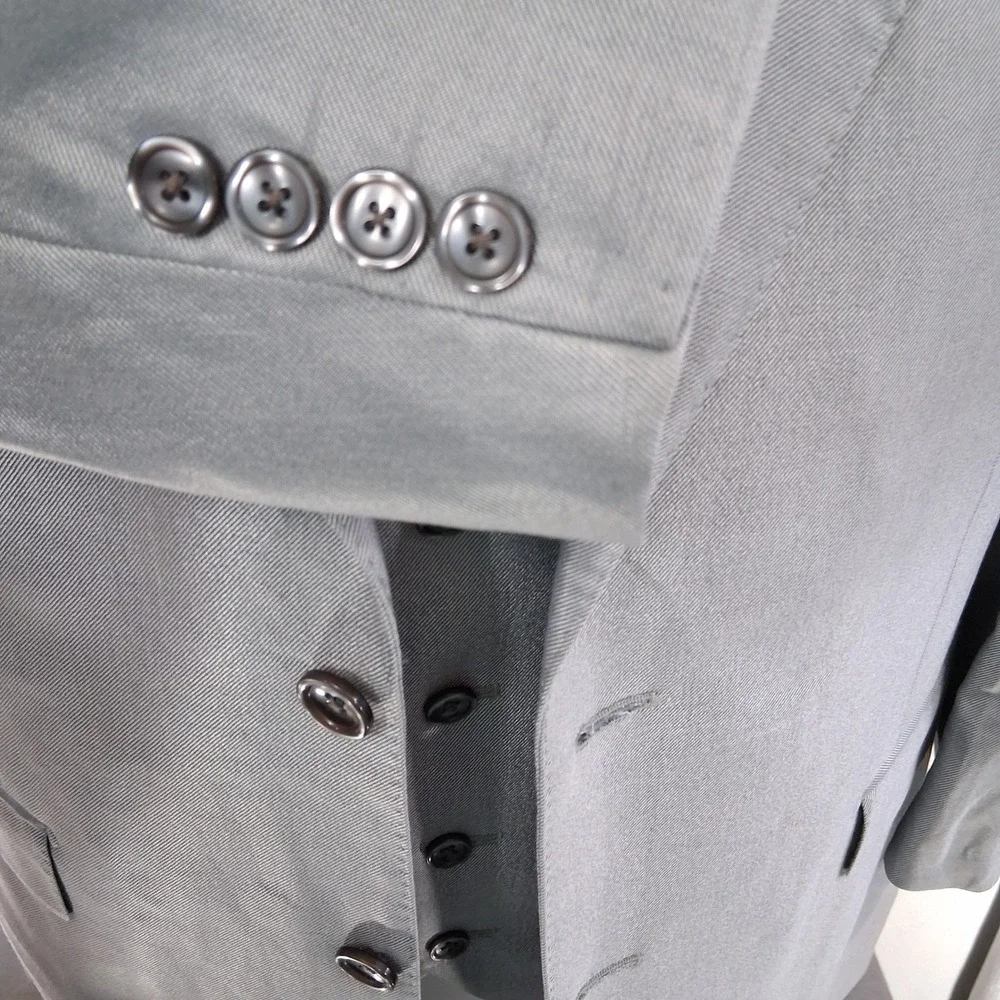 Tiglio Luxe 3 Piece Suit Men 42R Light Gray Silk Wool Luxury Tufo Suit & Vest